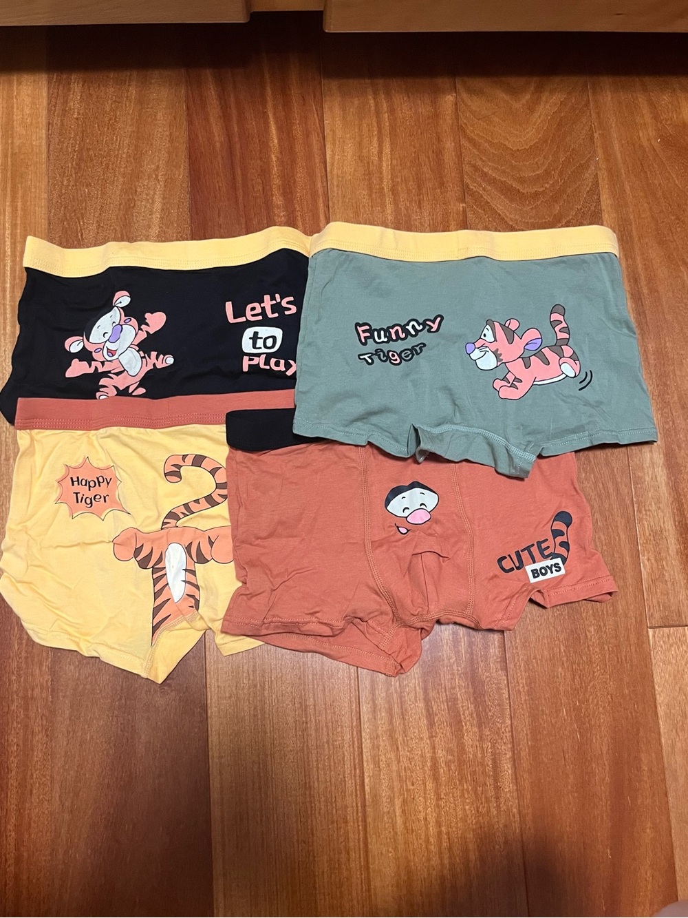 Kids Tiger Print Cotton Boxer Briefs - Pack of 4 - Multi Color